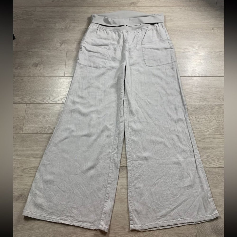 Anthropologie Hei Hei Grey Linen Wide Leg Pants - Picture 2 of 11